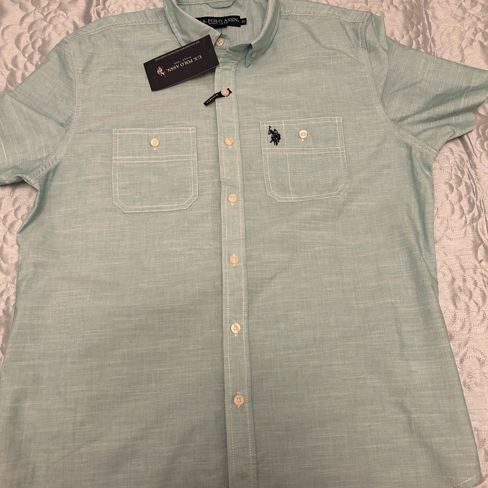 Blue US polo button up size M Men’s Tee shirt NWT